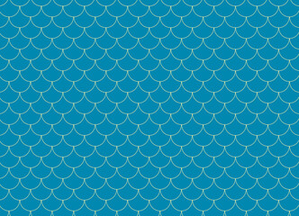 Fish scales blue and yellow pattern, turquoise abstract background. Tillable background for girl fabric, textile design, wrapping paper, swimwear or wallpaper.
