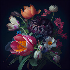 Plakat Bouquet of Colorful Flowers Generative
