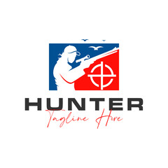 bird hunter vector illustration logo design