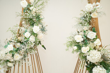 Fototapeta na wymiar flower background, backdrop wedding decoration, rose pattern, colorful background, bunch of flower