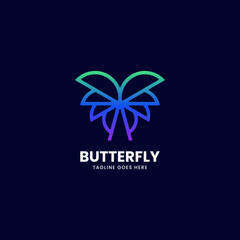 Vector Logo Illustration Butterfly Gradient Line Art Style