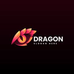 Vector Logo Illustration Dragon Gradient Colorful Style.