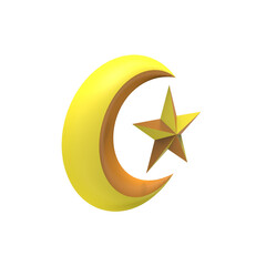 MOON AND STAR ISLAMIC 3D RENDER