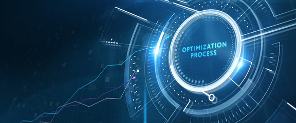 Obraz premium Optimization Software Technology Process System Business concept. Business, Technology, Internet and network concept. 3d illustration