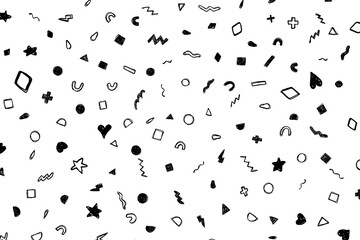 ペンで書いたモノクロのメンフィス背景素材