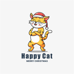 Happy cat character mascot design