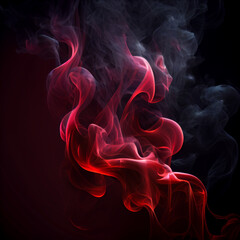 Obraz premium Red Fire and Smoke on Black Background Generative