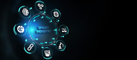 Smart industry 4.0 manufacturing technology concept. 3d illustration