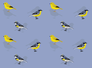 Bird Yellow Warbler Cartoon Character Seamless Wallpaper Background