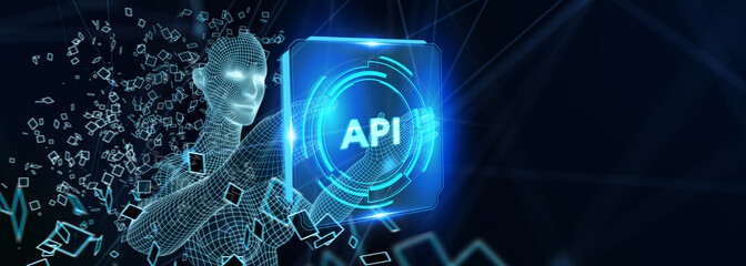 API - Application Programming Interface. Software development tool. Business, modern technology, internet and networking concept. 3d illustration