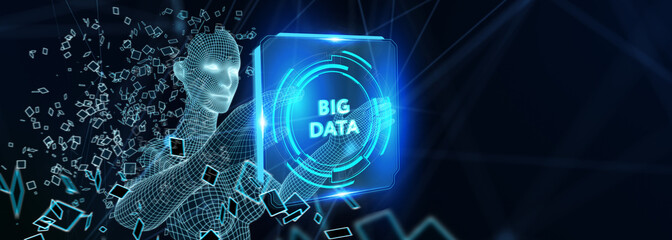 Business, Technology, Internet and network concept. Big Data Internet Information.  3d illustration
