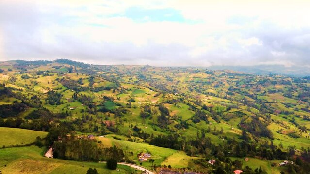 Aerial landscape from the fields, Boyaca,Colombia