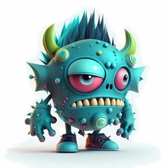  3d Monster character Illustrationcyberpunk and Steampunk style design