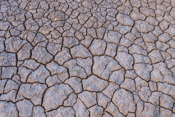 Drought-cracked soils, dry-cracked lakes, drought soil at river bottom. Ecosystems caused by climate change. Drought concept.dried and cracked soils. thirst and desertification.