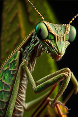 Mantis macro, detailed, generative ai