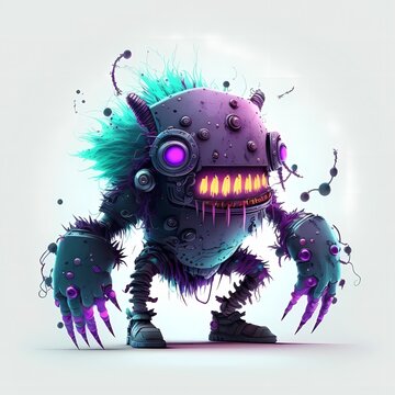 Cyberpunk Monster Style with half machine body