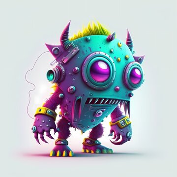 3d Monster character Illustrationcyberpunk and Steampunk style design