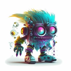 3d Monster character Illustrationcyberpunk and Steampunk style design