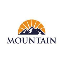 mountain logo emblem, nature color, vector design concept template