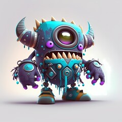 3d Monster character Illustrationcyberpunk and Steampunk style design