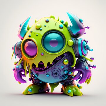 3d Monster character Illustrationcyberpunk and Steampunk style design