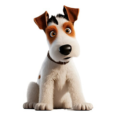 Portrait of a wire fox terrier dog looking at camera. 3d cartoon modeling GENERATIVE IA - obrazy, fototapety, plakaty