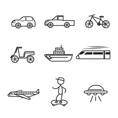 Vector illustration. Vehicle icons can be used for various applications.