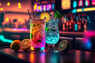 Bright Drinks in a Bar, Generative AI