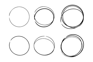 Rounds scribble line circles. Vector illustrations.