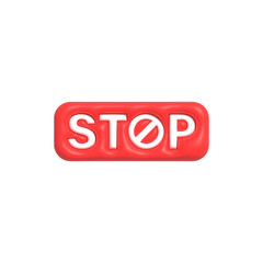 Cute 3D forbidden icon, Negative stop sign symbol, No entry sign 3 rendering