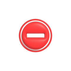 Cute 3D forbidden icon, Negative stop sign symbol, No entry sign 3 rendering