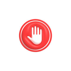 Cute 3D forbidden icon, Negative stop sign symbol, No entry sign 3 rendering