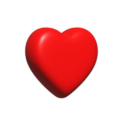 Red heart shape icon, Like or Love symbol for Valentine's day, 3D render illustration