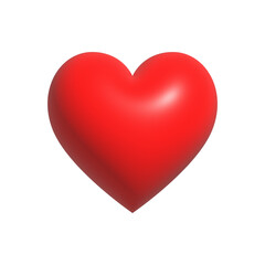 Red heart shape icon, Like or Love symbol for Valentine's day, 3D render illustration