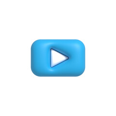 Realistic Play button, Video player and streaming icon, live stream 3D render illustration