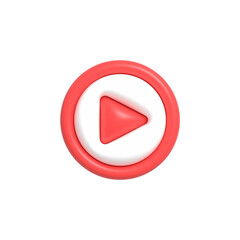 Realistic Play button, Video player and streaming icon, live stream 3D render illustration