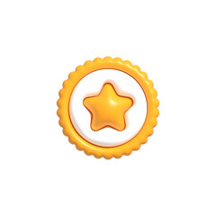3D High quality guarantee symbol, Medal button with star, Best quality of product and service icon, Standard quality control certification 3d render illustration