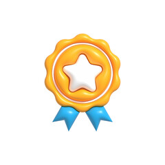 3D High quality guarantee symbol, Medal button with star, Best quality of product and service icon, Standard quality control certification 3d render illustration