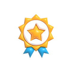 3D High quality guarantee symbol, Medal button with star, Best quality of product and service icon, Standard quality control certification 3d render illustration