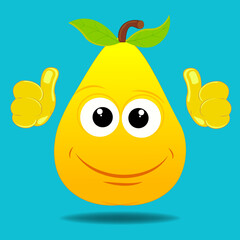 Cartoon Illustration of a Pear. Cute Fruit Mascot. comic.