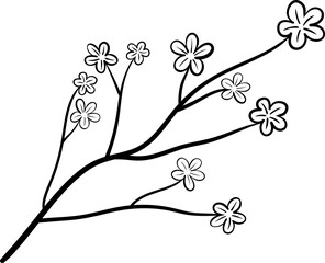 Japanese floral leaf branch doodle