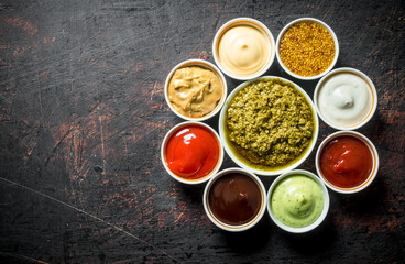 The range of different sauces.