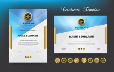 Certificate of appreciation or Award diploma template design and vector golden Luxury premium badges