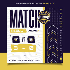 Match Result E-sports Gaming Banner Template for social media Flyer with Logo © Akito Studio