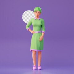 cute girl with elegant pose, 3d character illustration