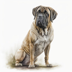 “Generative AI” Mastiff digital illustration.