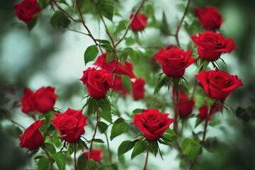 Fototapeta premium Valentine's Day Roses Seamless Repeating Repeatable Texture Pattern Tiled Tessellation Background Image