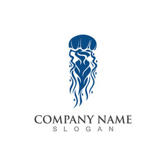 Jellyfish icon illustration design, simple logo template vector