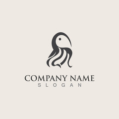 Jellyfish icon illustration design, simple logo template vector