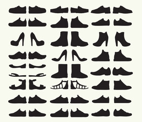 set of shoes, Collection of shoes , Different types of shoes, set of elements